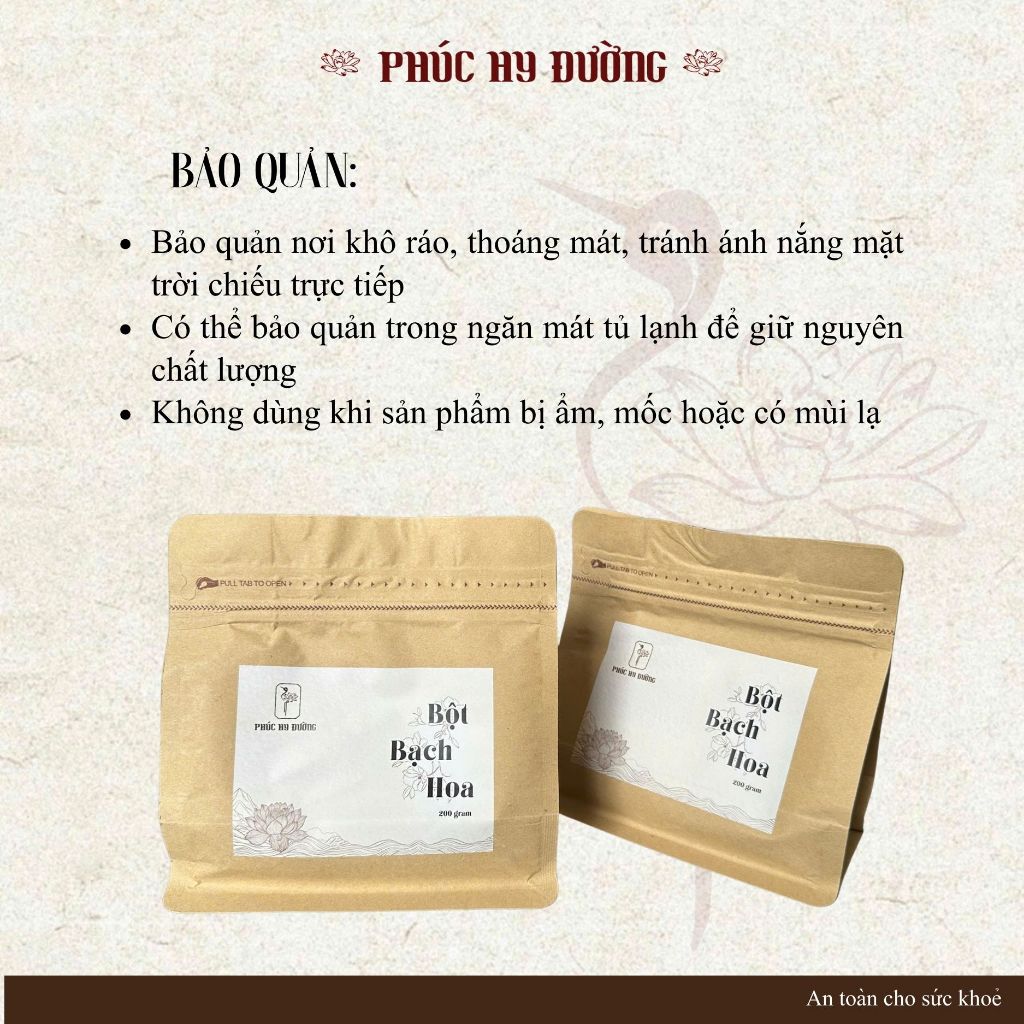 Bột Bạch Hoa Phúc Hy Đường - Bột làm sáng da, tẩy tế bào chết, làm đều màu da