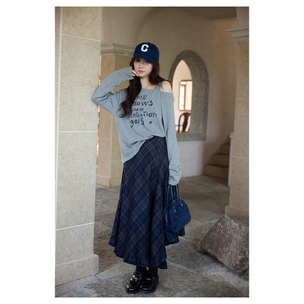 [KH40] Chân Váy Midi Caro Nữ Dáng Xòe Phối Tua Rua Phá Cách Lưng Cao Streetwear | KHAO BOUTIQUE