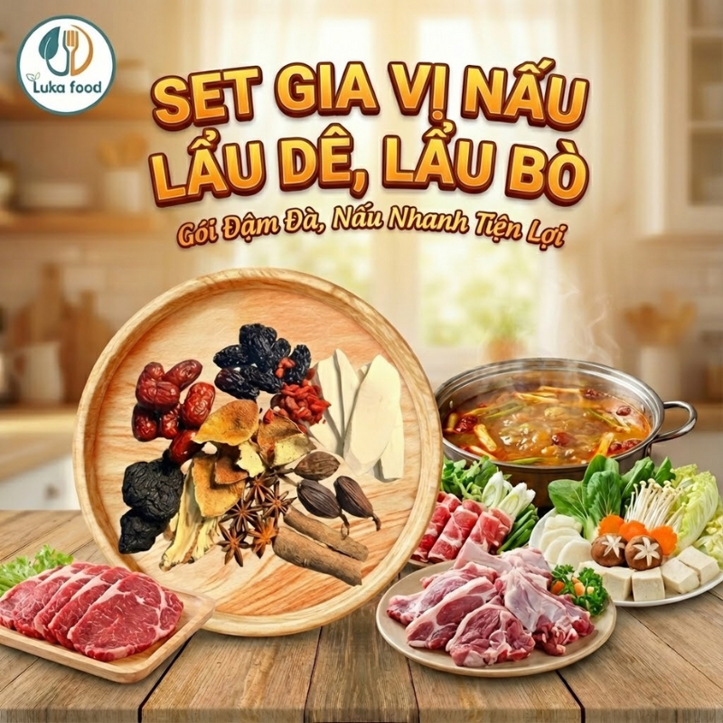 Gói Gia Vị Hầm Lẩu Dê Bò - Thang Thuốc Bắc Tiềm Thịt Thơm Ngon, Chuẩn Vị Nhà Hàng,  Khử Mùi Hiệu Quả Luka Food