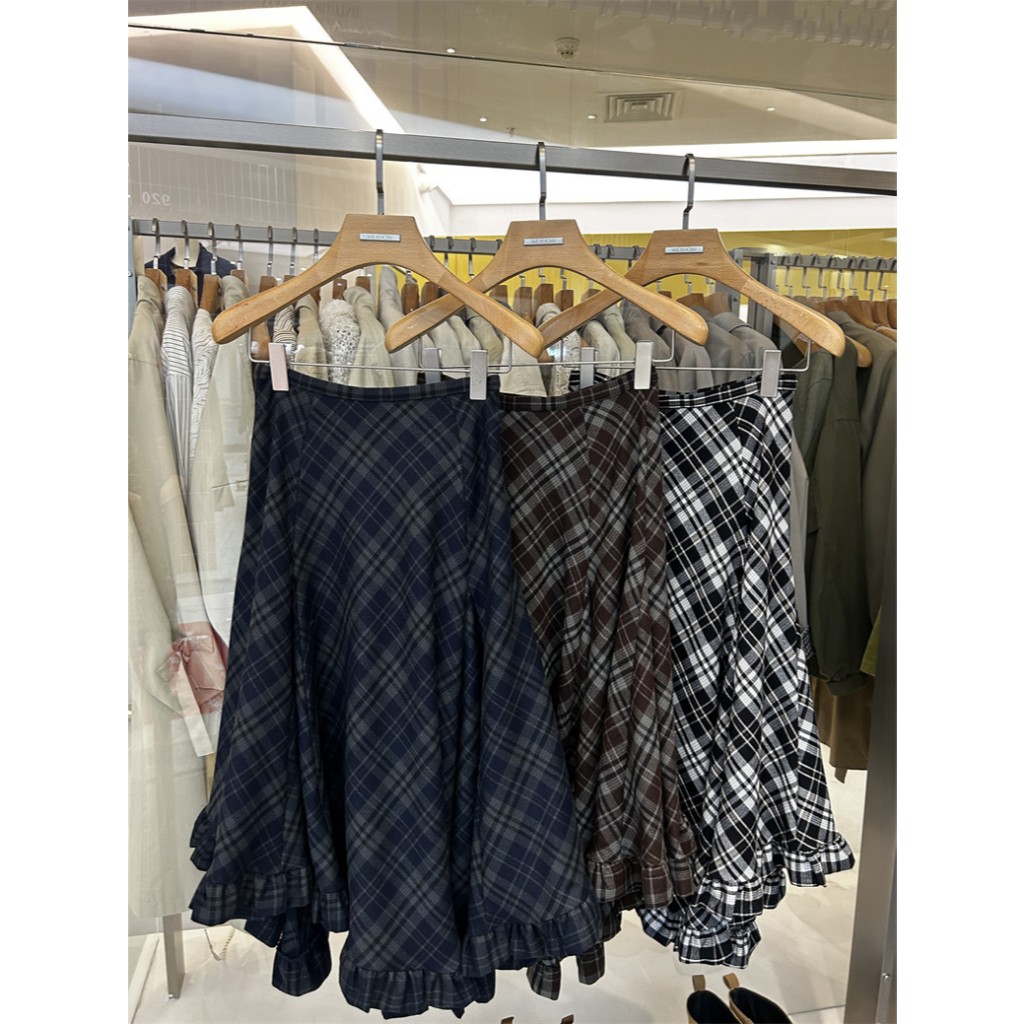 [KH40] Chân Váy Midi Caro Nữ Dáng Xòe Phối Tua Rua Phá Cách Lưng Cao Streetwear | KHAO BOUTIQUE