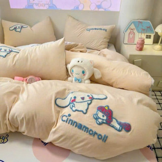 Bộ vỏ chăn ga giường cotton đũi mềm TEDDY BEAR họa tiết thêu nổi