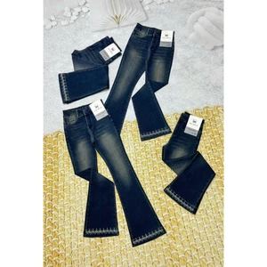 102-103cm Quần Jeans Nữ Lưng Cao Thêu lai Thời Trang CO Giãn Tôn Dáng