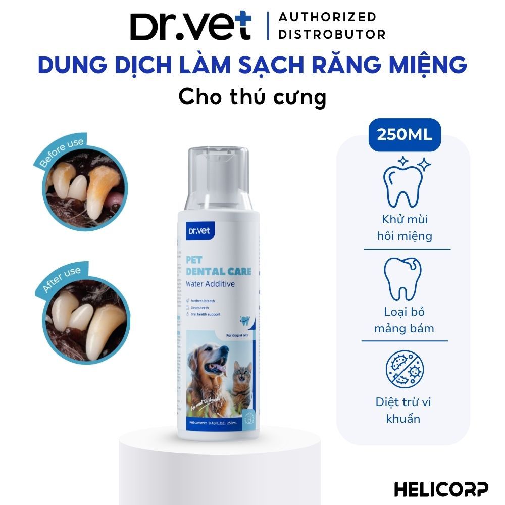 Nước Vệ Sinh Răng Miệng Cho Chó Mèo DrVET Giúp Hơi Thở Thơm Mát - Pet Dental Care Water Additive