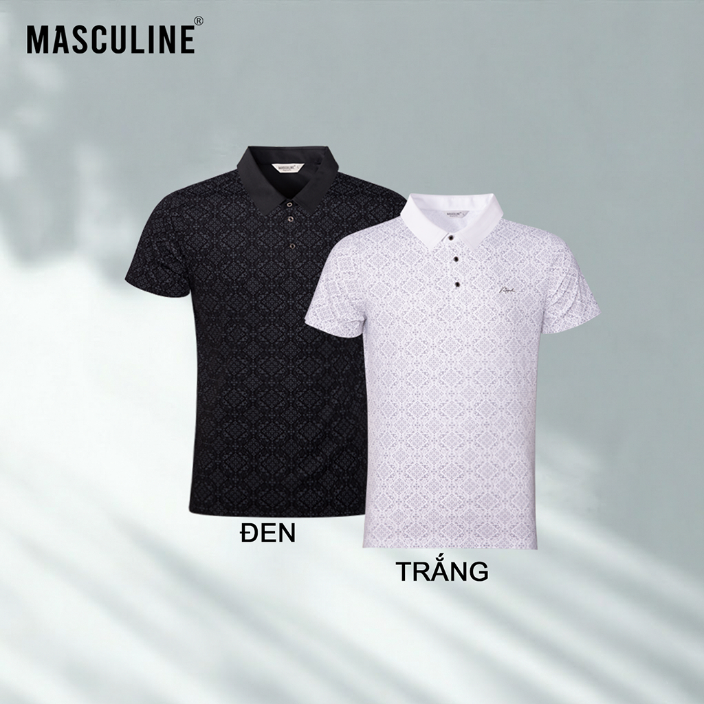Áo polo nam MASCULINE APL601 họa tiết in cao cấp vải silk nylon mát lạnh dáng regular fit