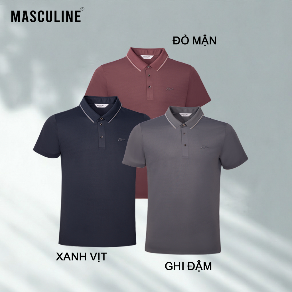 Áo polo nam MASCULINE APL602 Vải sợi tơ tằm kết hợp Nylon và Spandex co giãn mềm mại, regular fit