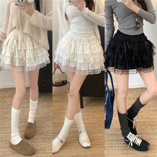 Chân Váy Xếp Tầng Dáng Ngắn Mini Phối Viền Ren Chất Nhung Tăm Gân Lưng Chun Có Lót Trong Hàng Quảng Châu.
