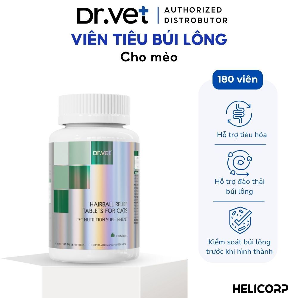 Viên Tiêu Búi Lông cho Mèo DrVET Hỗ Trợ Tiêu Hóa - Hairball Relief Tablets for Cats