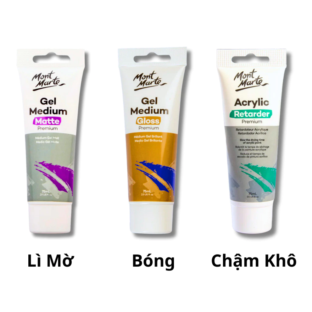 Dung Môi Mont Marte Phủ Bóng/Phủ Mờ/Chậm Khô Cho Acrylic, Đất Sét, Tranh Số Hoá,...