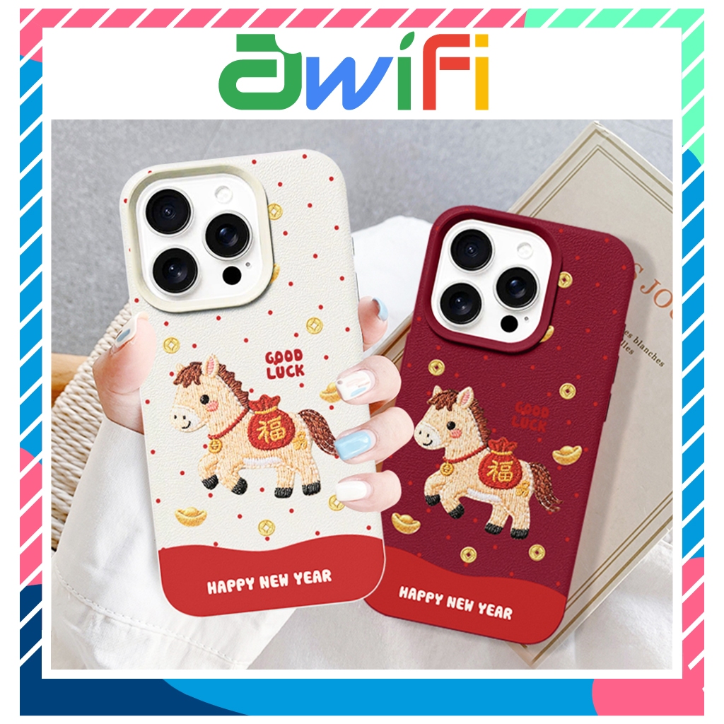 Ốp Lưng Iphone TPU hoa tiết da mềm TẾT ngựa in 6splus/7/8/plus/x/xs/11/12/13/14/15/16/pro/max/plus/promax- Awifi V2-3