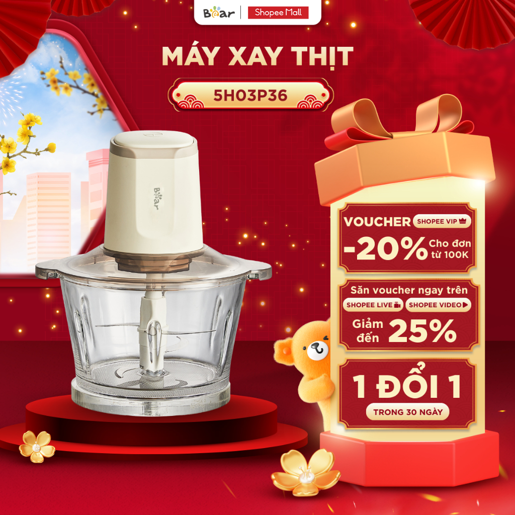 Máy Xay Thịt BEAR 1.8L Cối Thủy Tinh Xay Thịt Cá Rau Củ Cực Nhuyễn Máy ...