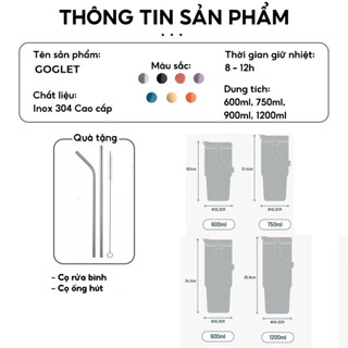 GOGLET – Bình Giữ Nhiệt Cao Cấp Có Tay Cầm Tiện Lợi 650ml | 950ml | 1200ml, Sáu Màu Hot Trend, Giá Rẻ Giữ nhiệt cực lâu