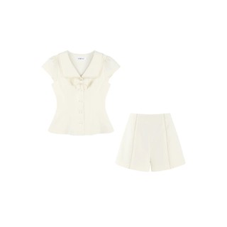 Set đồ nữ áo Peplum tay ngắn đính nơ mix quần short thanh lịch Hb.studip S87