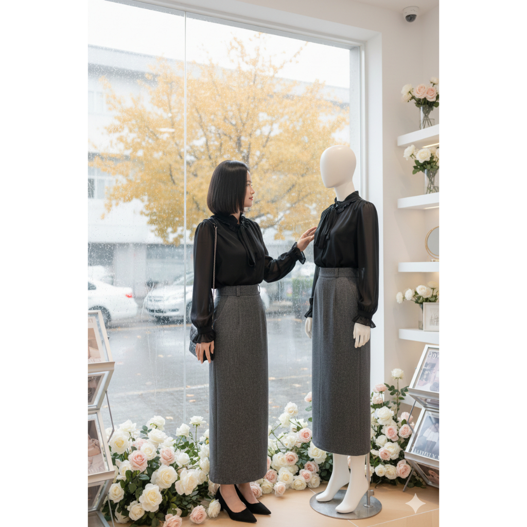Chân Váy Dạ Ép 2 Lớp Dáng A Suông 90cm Tặng Đai Da Thời Trang Thu Đông 2025 SHOPNGOCTRANG19 CV190