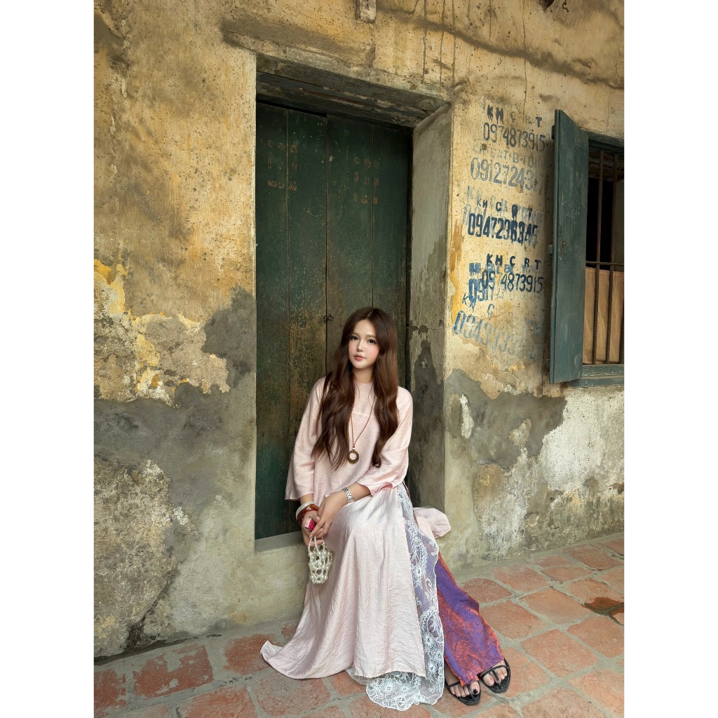 Minh Anh - Set áo dài 3 món cách tân form suông dịu dàng (Có bigsize)