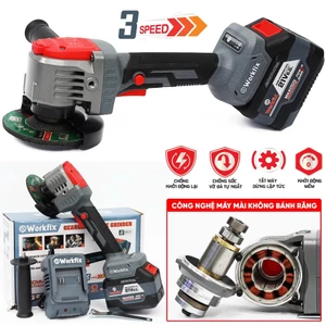 Máy Mài Góc Pin WORKFIX WF-AG11000G – Không Bánh Răng 3 Cấp Tốc Độ Cắt Thép Gạch Đá Kim Loại