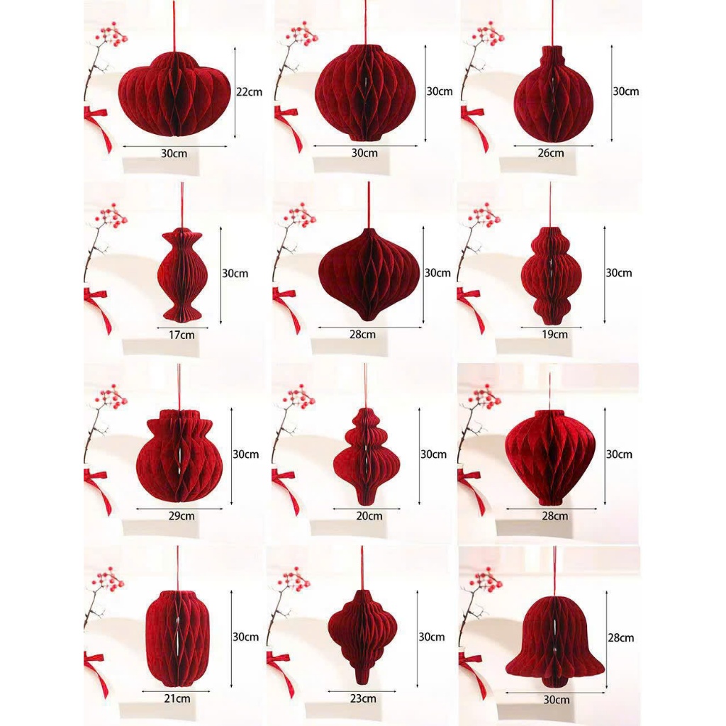 Đèn Lồng Giấy Xếp Đỏ nhiều Kiểu Dáng Ngẫu Nhiên Mẫu Phù Hợp trang trí tết decor không gian quán cafe