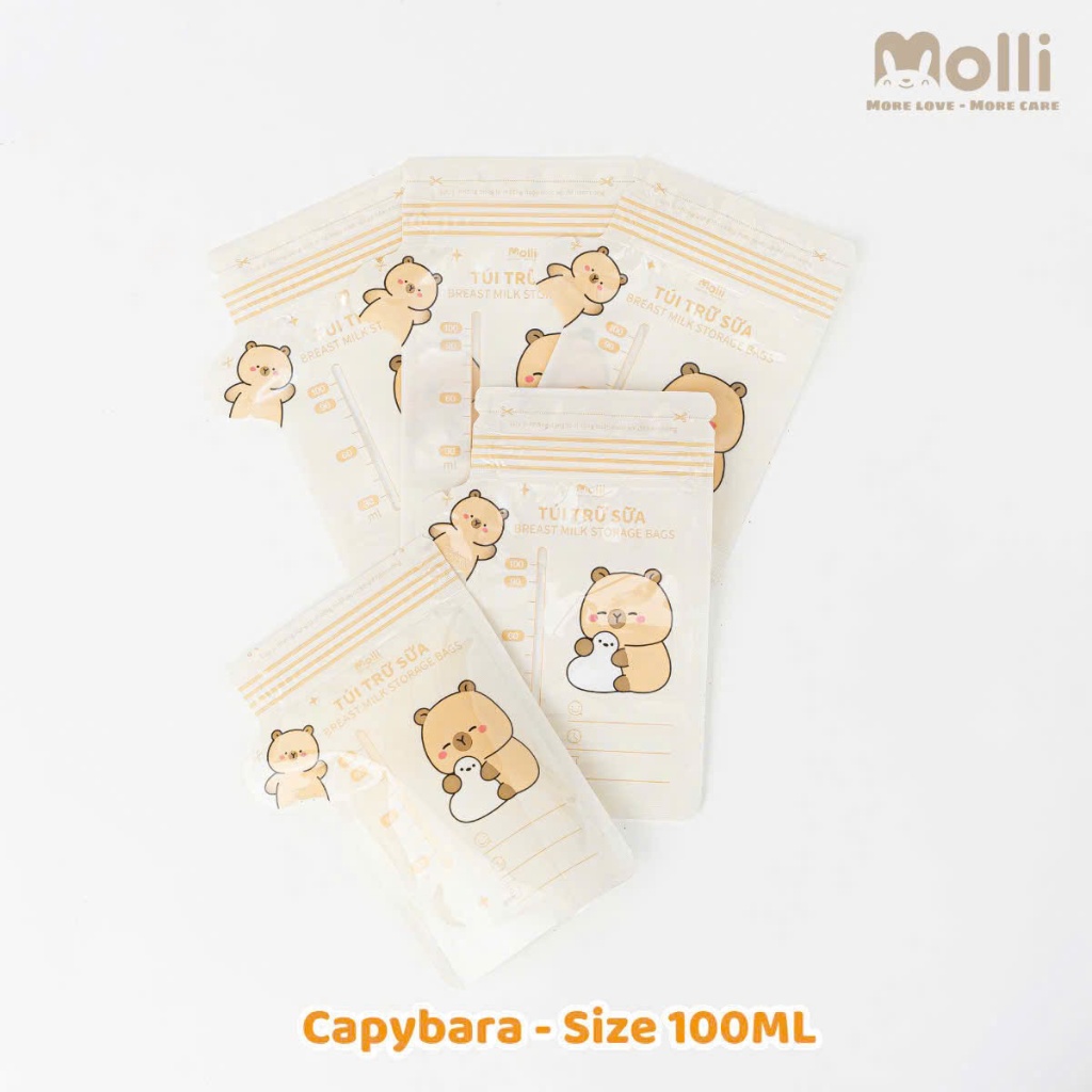 Hộp 30 túi trữ sữa mẹ Molli 3 size 150ml 200ml 250ml có vòi rót tiện lợi