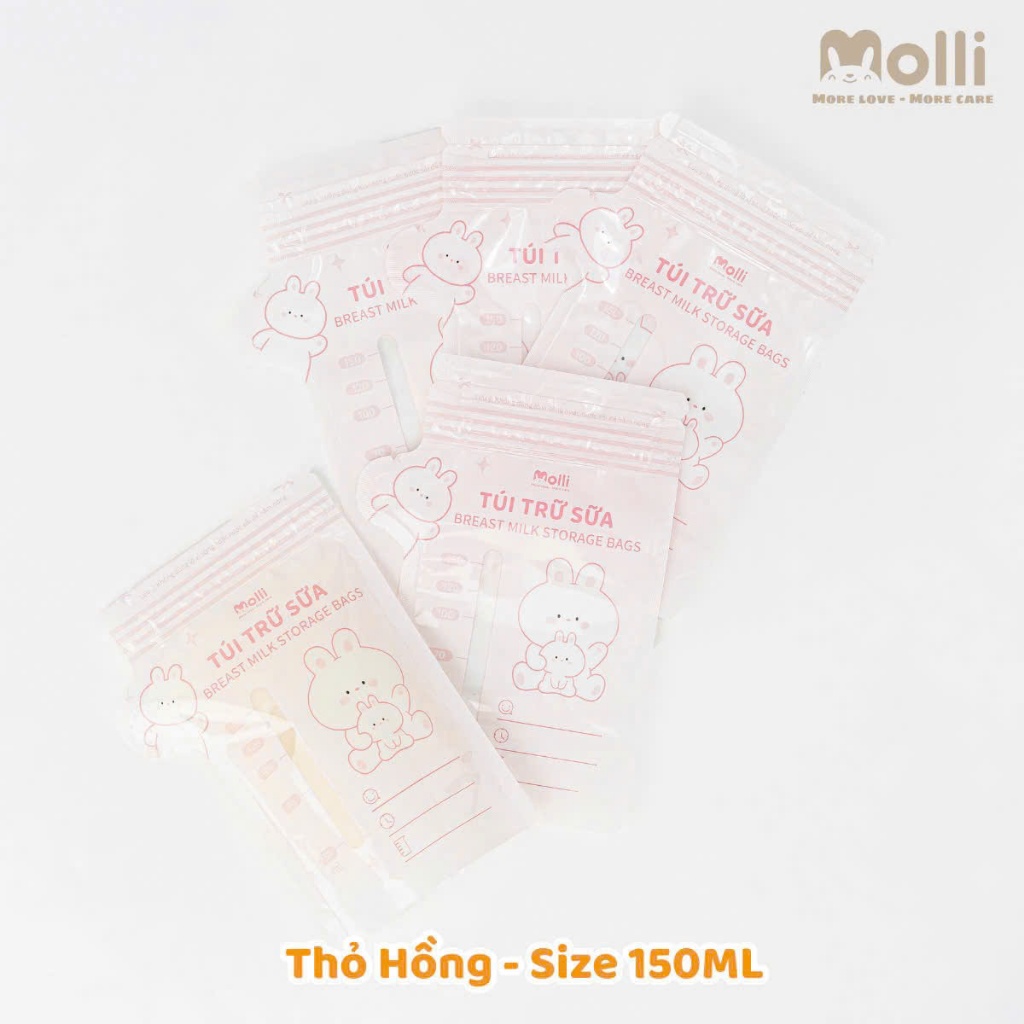 Hộp 30 túi trữ sữa mẹ Molli 3 size 150ml 200ml 250ml có vòi rót tiện lợi