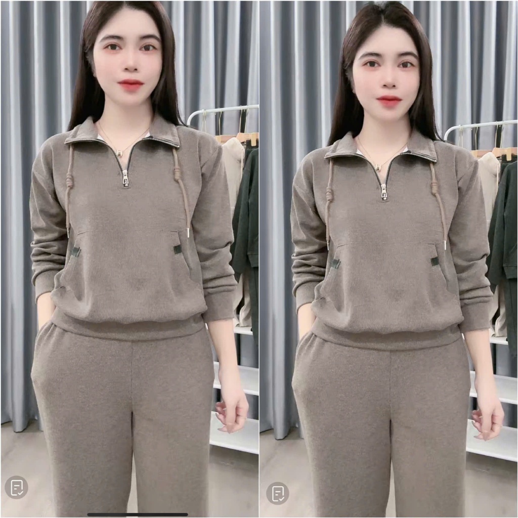 2026. [BỘ TÚI HOODIE- QUẦN SUÔNG] Sét chất len lông áo dài tay + quần suông thỏ. Đủ size SMLXL 40kg- 70kg