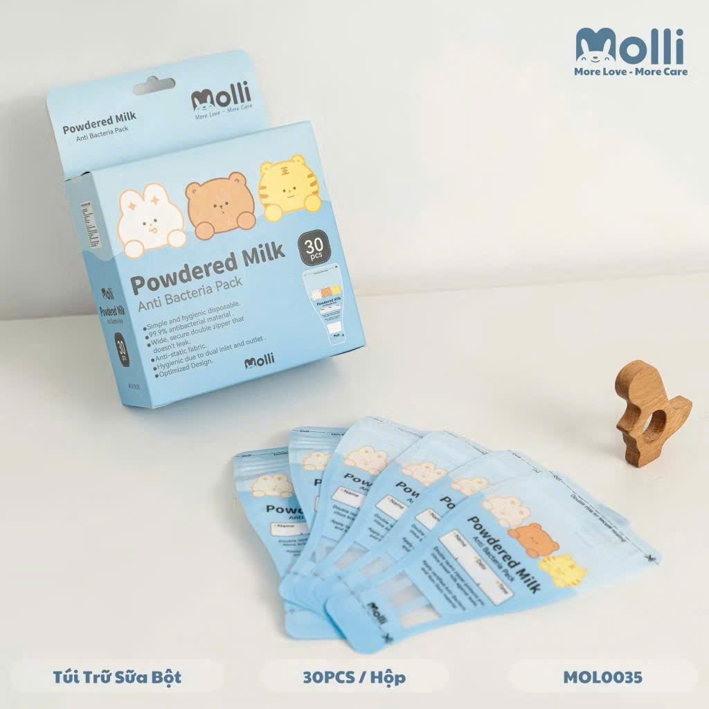 Hộp 30 túi đựng sữa bột Molli khoá zip tiện dụng cho bé đi du lịch
