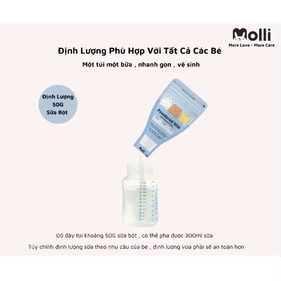 Hộp 30 túi đựng sữa bột Molli khoá zip tiện dụng cho bé đi du lịch