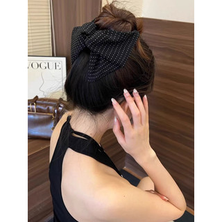 Kẹp tóc hình tam giác chấm bi bằng vải kiểu Pháp dành cho nữ, kẹp tóc nửa đầu kiểu cá mập phía sau đầu, phụ kiện tóc