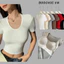 BOOCHIC Áo Phông Ngắn Tay Cotton Zip Có Mút Ngực