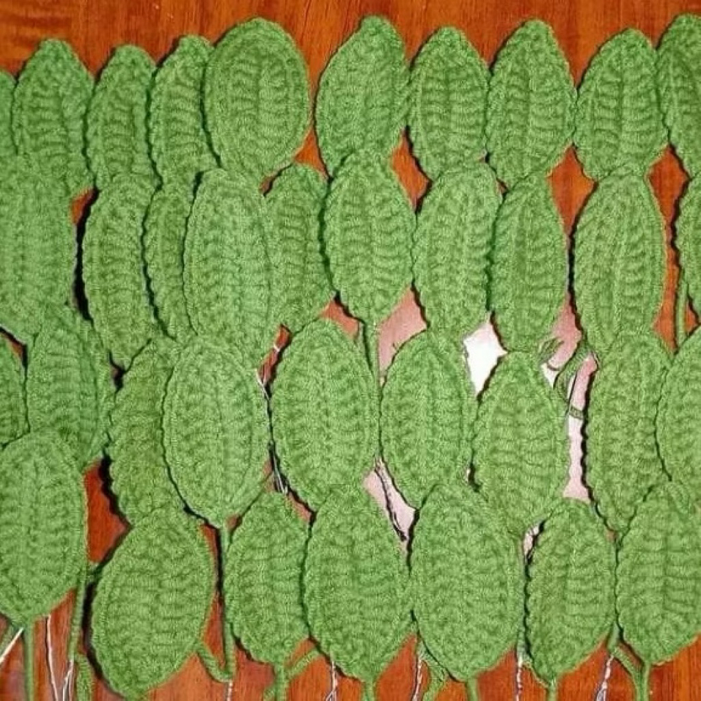 Lá hoa hồng lá quất lá hoa cúc đài hoa làm sẵn bằng len