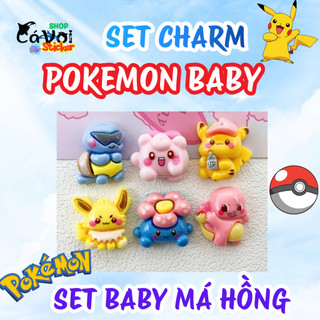 Charm gắn dép: Set Charm Pokemon baby má hồng- 6 nhân vật cưng xỉu