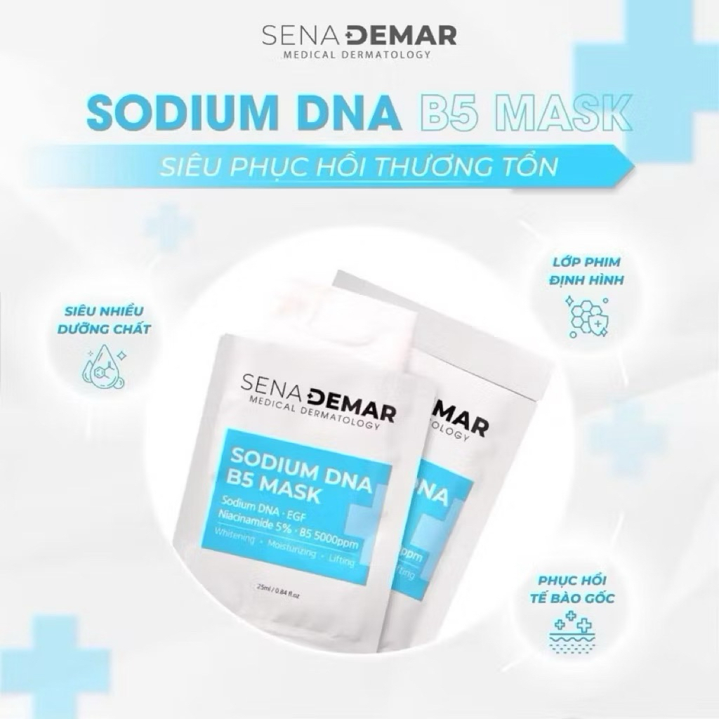 Combo 30-50 miếng Mặt nạ Sena demar sodium DNA B5 mask, 25ml - hạn 2028 HQ mặt nạ senademar  IS144