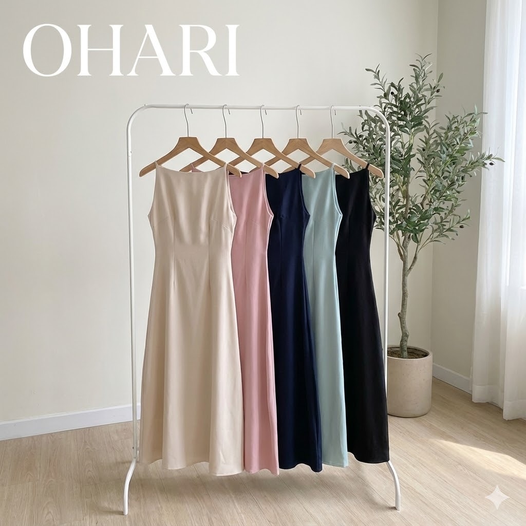 VÁY CỔ THUYỀN dài xòe tôn dáng thanh lịch OHARI, Váy MAXI đi biển, Váy cổ yếm dáng dài đi chơi đi biển siêu xinh
