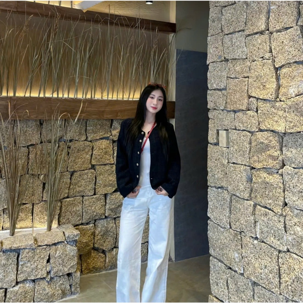 Áo Khoác Dạ Tweed Dáng Lửng 2 Lớp Cao Cấp Cho Mùa Đông Có BigSize - LL08