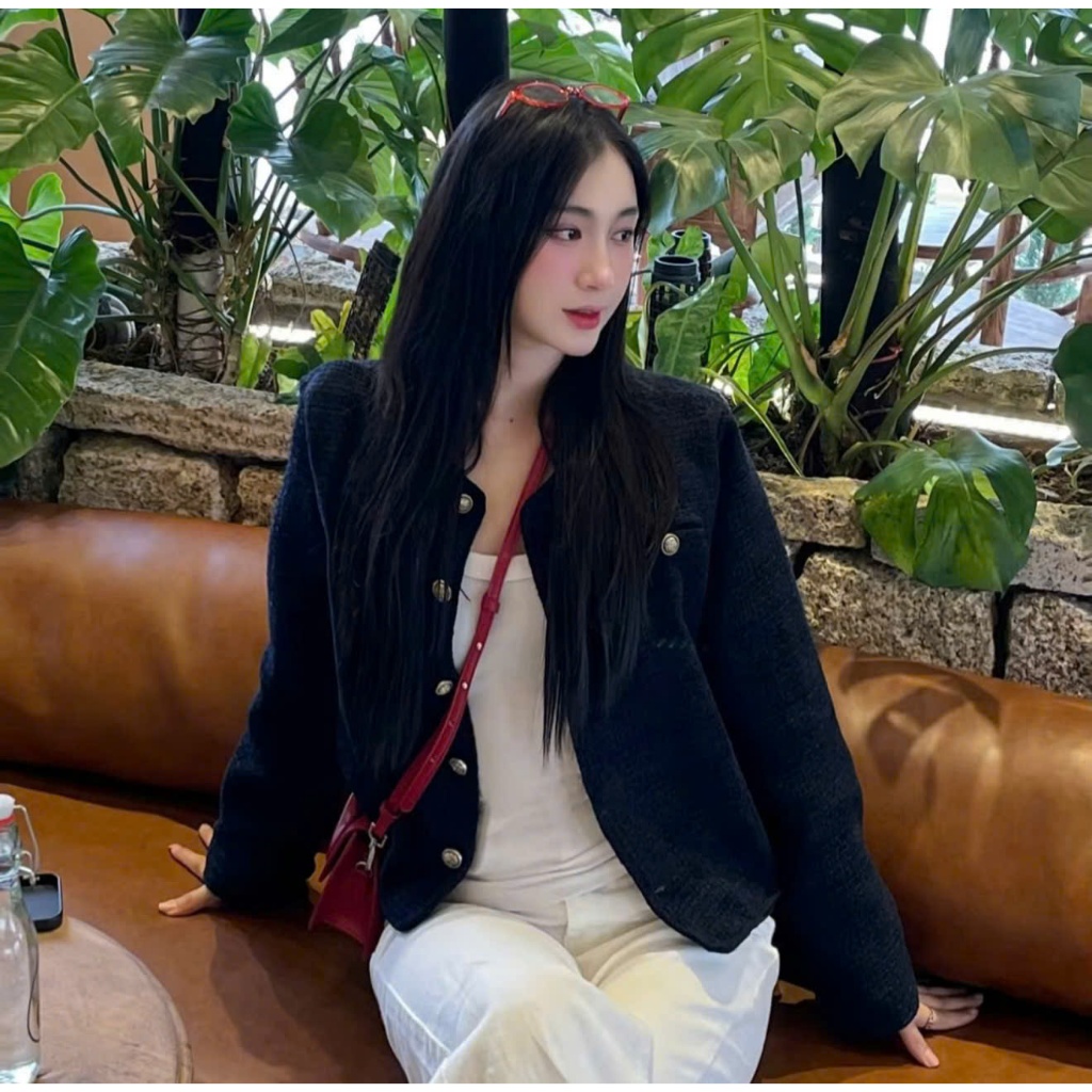 Áo Khoác Dạ Tweed Dáng Lửng 2 Lớp Cao Cấp Cho Mùa Đông Có BigSize - LL08