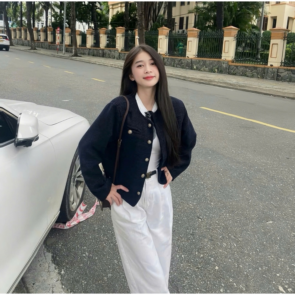 Áo Khoác Dạ Tweed Dáng Lửng 2 Lớp Cao Cấp Cho Mùa Đông Có BigSize - LL08