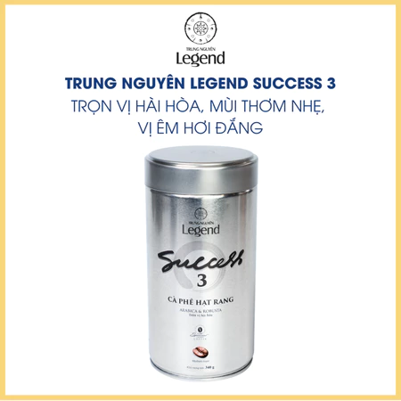 Cà Phê Hạt Mộc Trung Nguyên Legend Success 3 – Lon 340gr – Hương Vị Espresso Sáng Tạo, Vị Êm Hơi Đắng