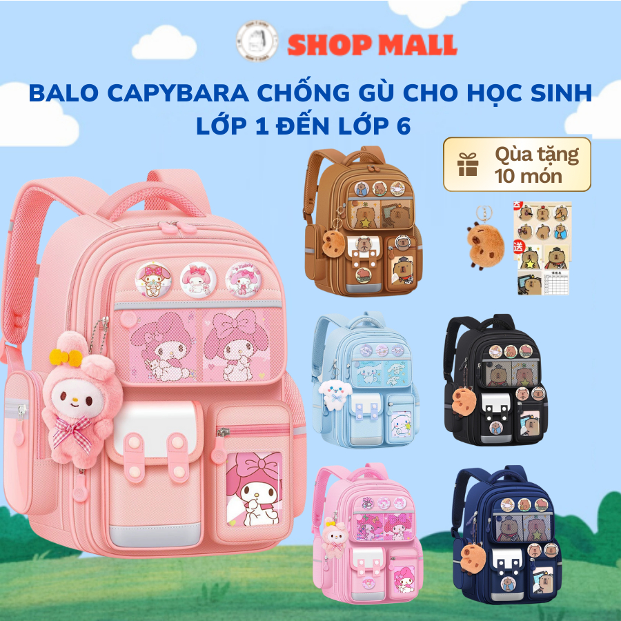 Balo Capi chống gù, cặp đi học cho bé tiểu học lớp 1-6, balo học sinh chống nước