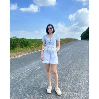 Áo kiểu nữ Linen tưng washed vạt chéo. JUNE LINEN #A37