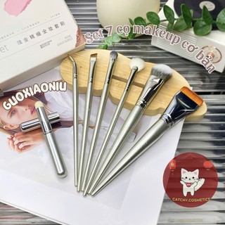 [GUOXIAONIU] Set 7 Cọ Makeup Cơ Bản Guoxiaoniu Vỏ Trắng Lông Cọ Mềm Mại Êm Ái, Rose Gold Series
