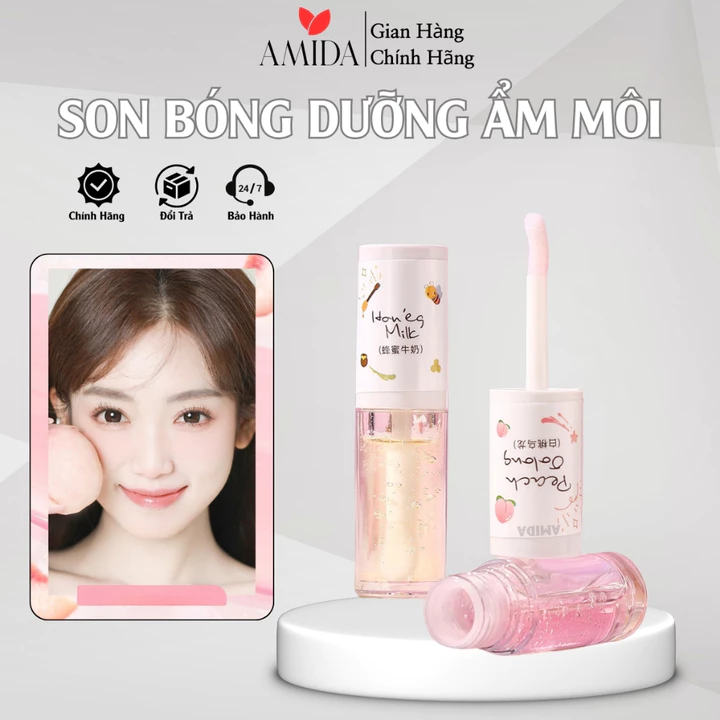 Son Bóng Dưỡng Ẩm Môi Amida Dưỡng Mềm Môi Giúp Môi Căng Mọng Hồng Hào Hương Trái Cây 3g