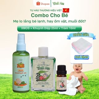 Combo Dầu Khuynh Diệp Tinh Dầu Tràm Thái An Thành Phần Thiên Nhiên (1 Khuynh Diệp 25ml + 1 Tràm10ml+1XMOS +2 KSữa)
