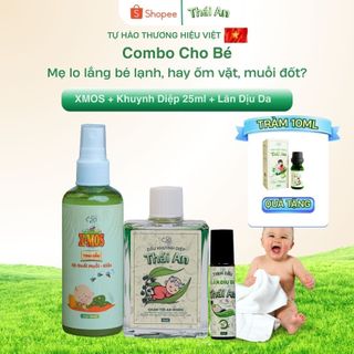 Combo Dầu Khuynh Diệp Xịt Muỗi Lăn Dịu Da Cho Bé Thành Phần Thiên Nhiên (1 Lăn + 1 Khuynh Diệp25ml + 1XMOS + 1 Tràm10ml)