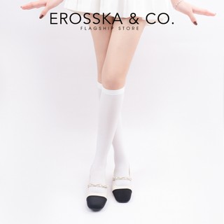 Erosska - Giày cao gót nữ mũi tròn phối dây thời trang màu đen cao 6cm - EL031