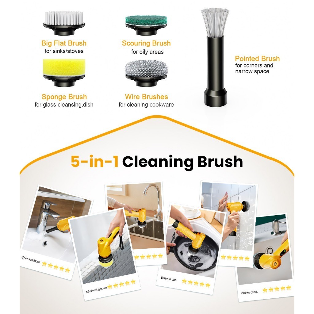 Qimedo Bộ Đầu Cọ Điện 8 Trong 1, Đầu Bàn Chải Thay Thế Đa Năng, Chà Nhà Bếp, Nhà Tắm, Kính, Sàn Nhà
