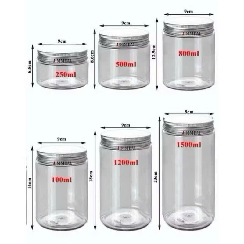 Hũ nhựa lắp nhôm, hũ nhựa pet giá rẻ ,Đựng Thực Phẩm, Đồ Khô, Ngũ Cốc, 200 , 500,700,900, 1000 1200 1500ml