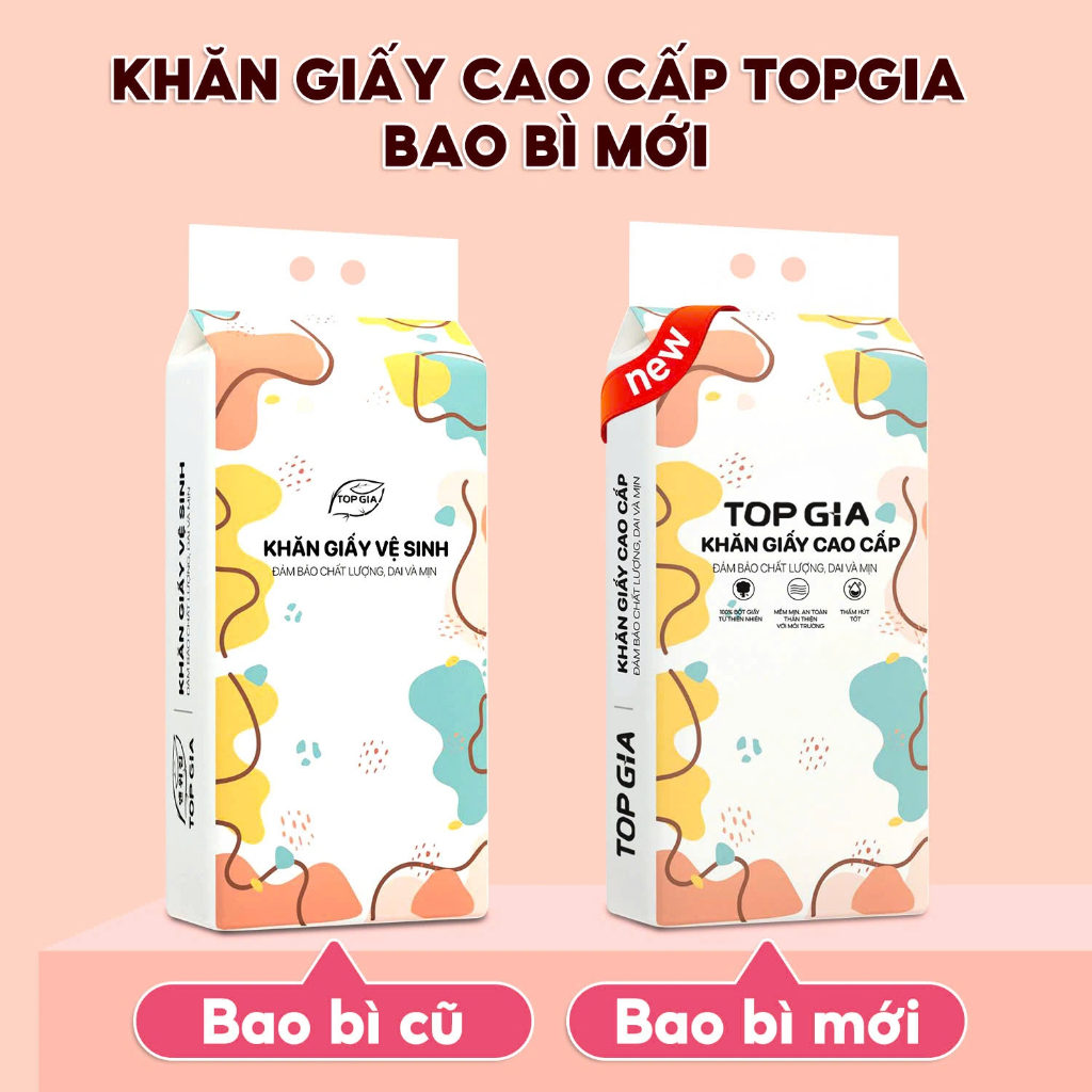 [Thùng 2&4 Bịch] Giấy Vệ Sinh Rút Đáy Treo Tường Đa Sắc TOPGIA – Giấy 4 Lớp Mềm Mịn, An Toàn Cho Da