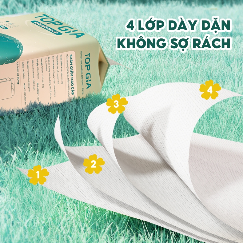 [Thùng 2&4 Bịch] Giấy Rút Đáy Treo Tường Sắc Việt TOPGIA – Giấy 4 Lớp Mềm Mịn, An Toàn, Thấm Hút Tốt