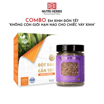 [ Combo Em Xinh Đón Tết ] Bột Rau Cần Tây Nutri HERBS Nguyên Chất Không Đường Hộp 24 Gói x 3 Gr