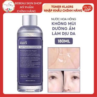 Nước Hoa Hồng Klairs Supple Preparation Unscented Toner Dưỡng Ẩm Làm Dịu Da 180ml - Bebeau