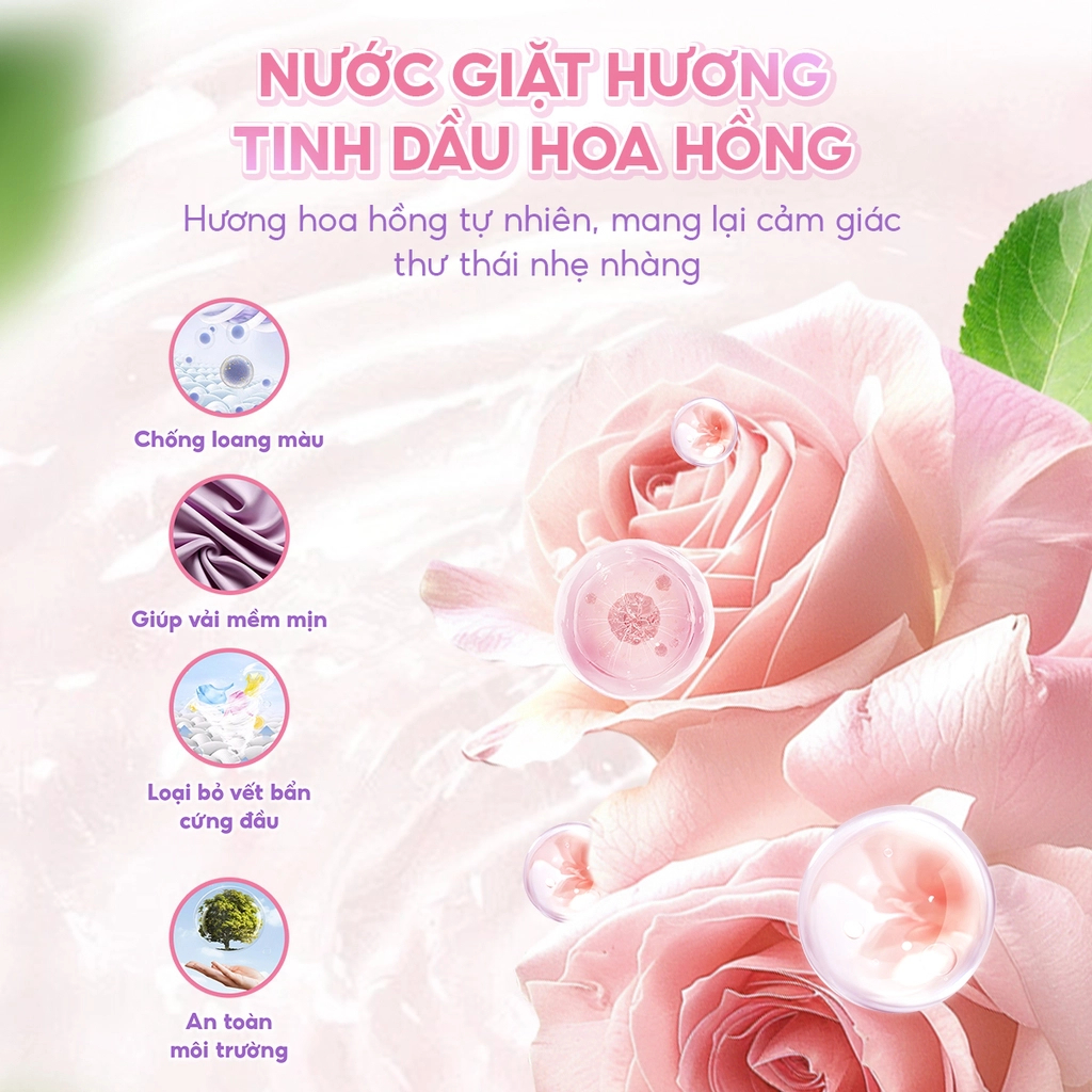 Nước Giặt Xả TOPGIA Hương Hoa Hồng Túi 2L – Giặt & Xả 2in1, Thơm Lâu, An Toàn Cho Mọi Làn Da