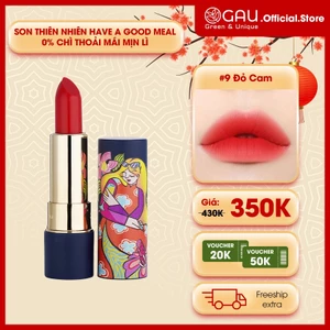 Son Lì Tự Nhiên #9 ĐỎ CAM Chính Hãng Không Chì Lâu Trôi, Căng mọng, An toàn Ăn Được GAU Dạng Thỏi